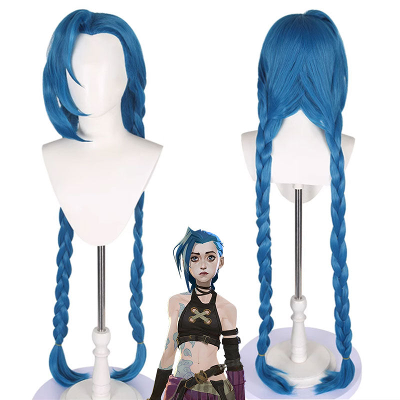 Arcane League of Legends LOL Arcane Jinx Halloween Blue Cosplay Wig