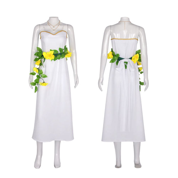 Final Fantasy VII FF7 Aerith Gainsborough White Dress Cosplay Costume