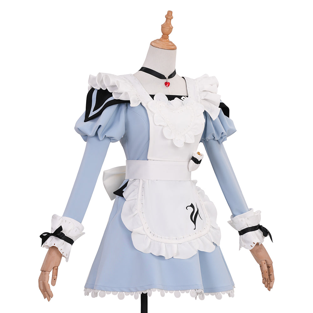 Final Fantasy XIV FF14 Valentione Apron Blue Maid Dress Cosplay Costume