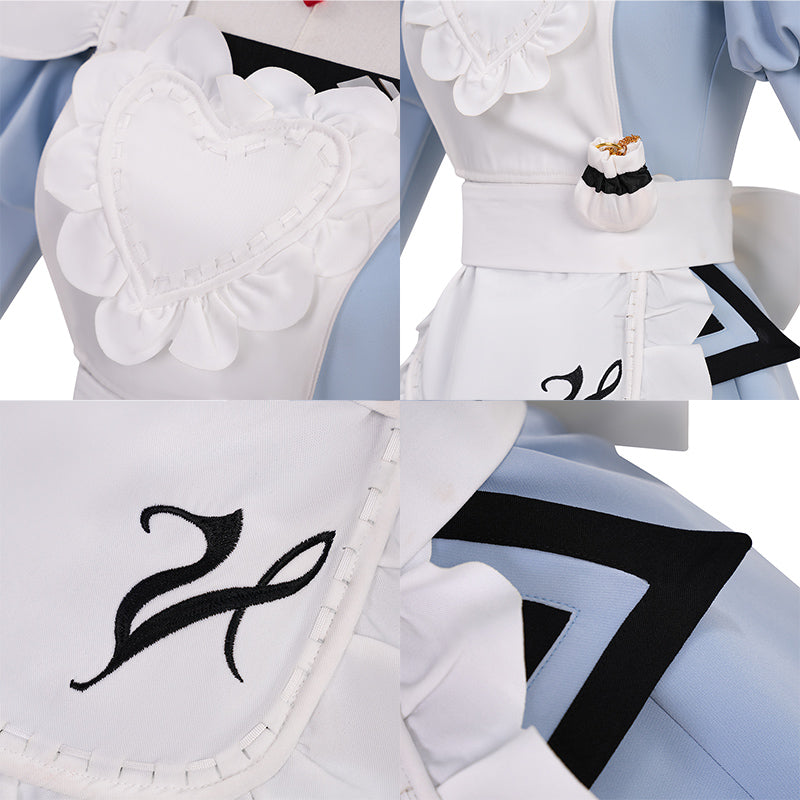 Final Fantasy XIV FF14 Valentione Apron Blue Maid Dress Cosplay Costume