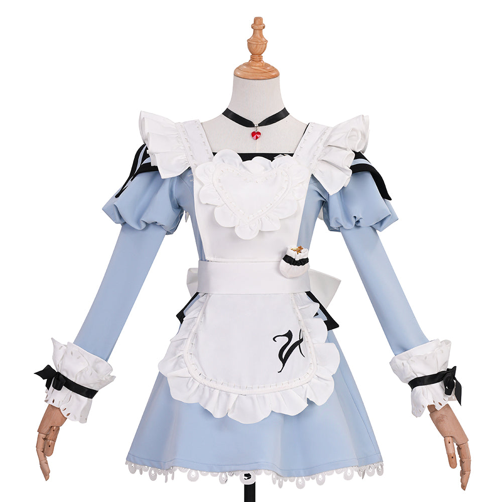 Final Fantasy XIV FF14 Valentione Apron Blue Maid Dress Cosplay Costume