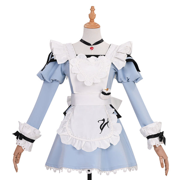 Final Fantasy XIV FF14 Valentione Apron Blue Maid Dress Cosplay Costume