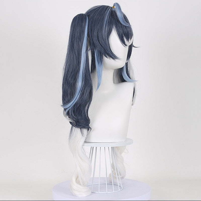 Game Girl 2025 Snow Wig Deep Blue White Women Wig Cosplay Wig