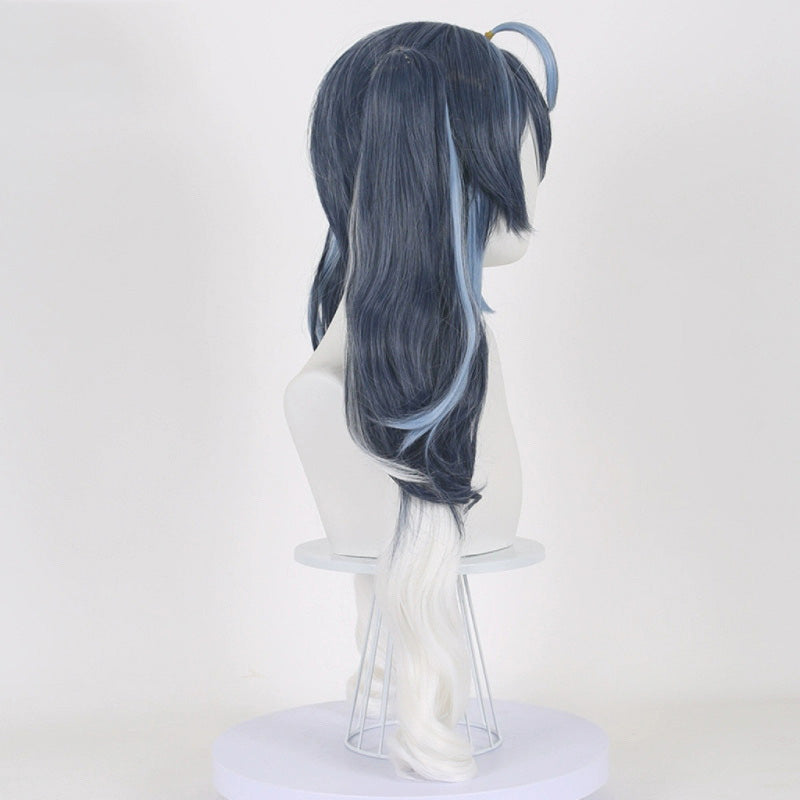 Game Girl 2025 Snow Wig Deep Blue White Women Wig Cosplay Wig