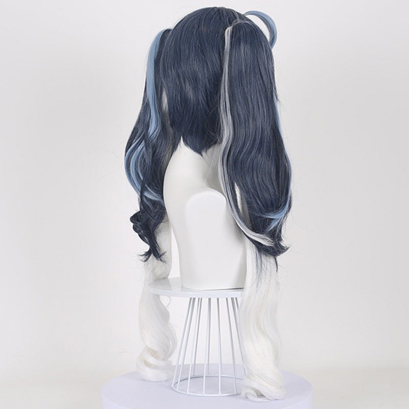 Game Girl 2025 Snow Wig Deep Blue White Women Wig Cosplay Wig