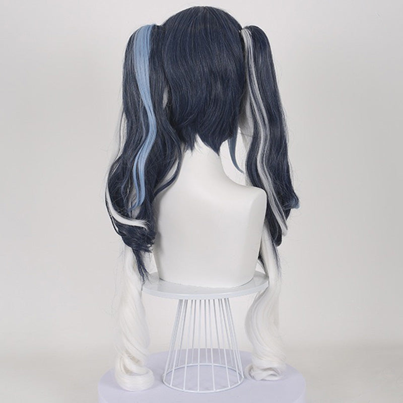 Game Girl 2025 Snow Wig Deep Blue White Women Wig Cosplay Wig