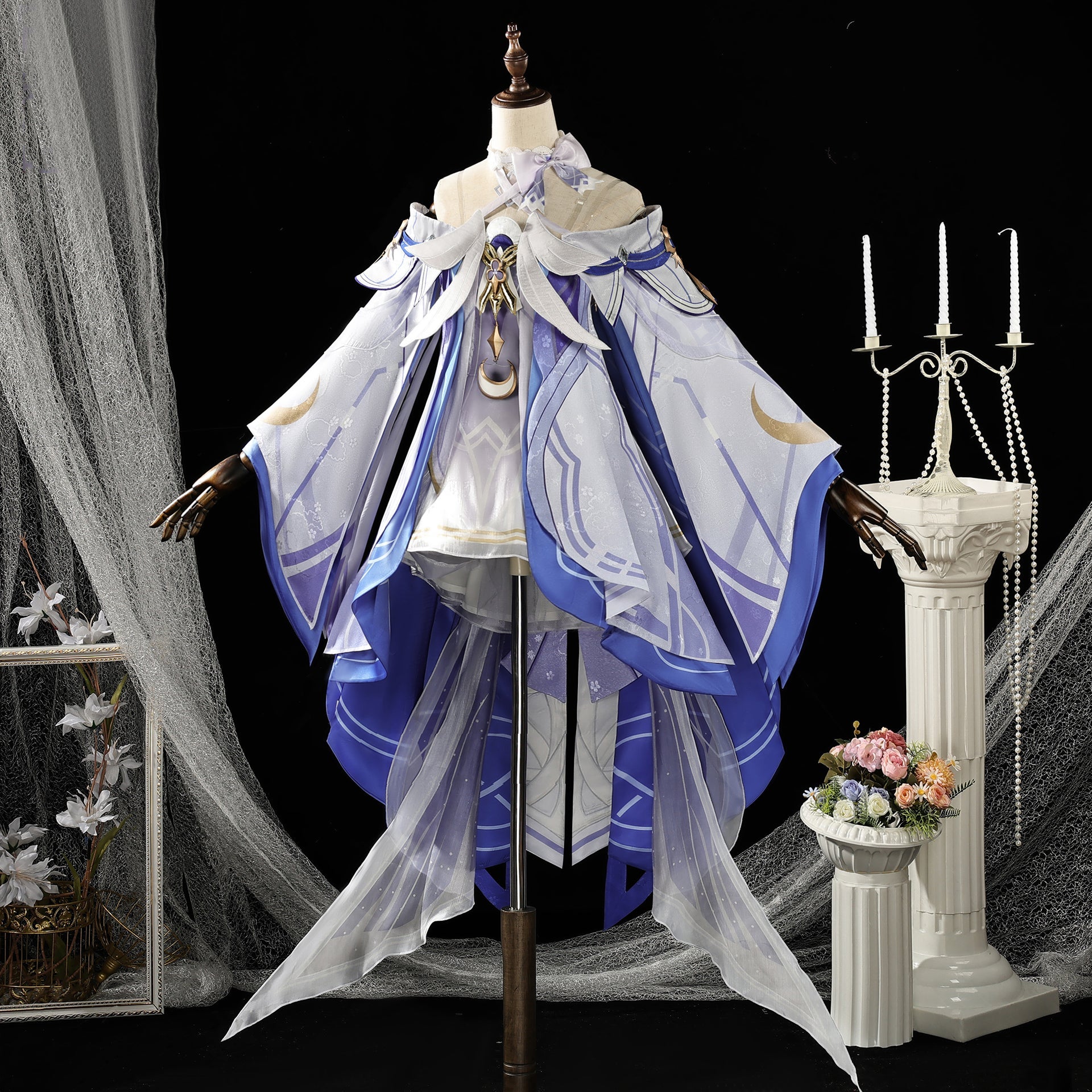 Genshin Impact the Eleven Fatui Harbingers Damselette Columbina The Maiden New Edition Cosplay Costume