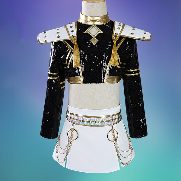 Kids Size KPop Killer Z Black Golden Dance Outfit Cosplay Costume