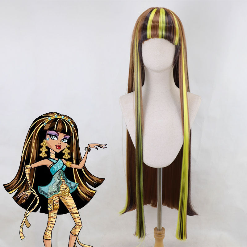 Monster High Cleo de Nile Brown Yellow Cosplay Wig