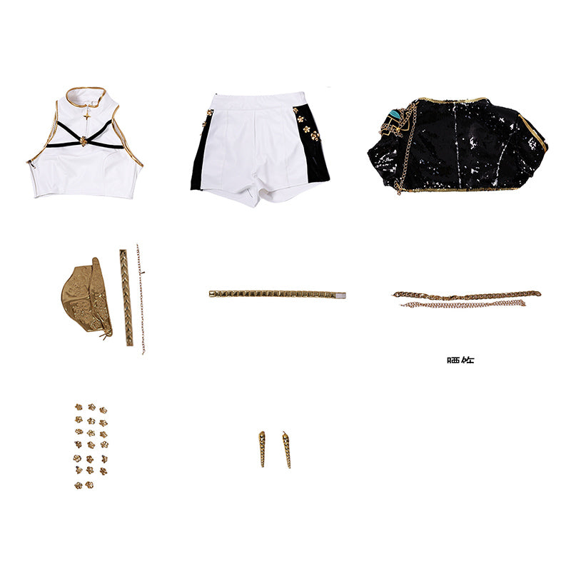 N KPop Demon Hunters HUNTR/X Rumi Black Golden Dance Outfit European Size Cosplay Costume
