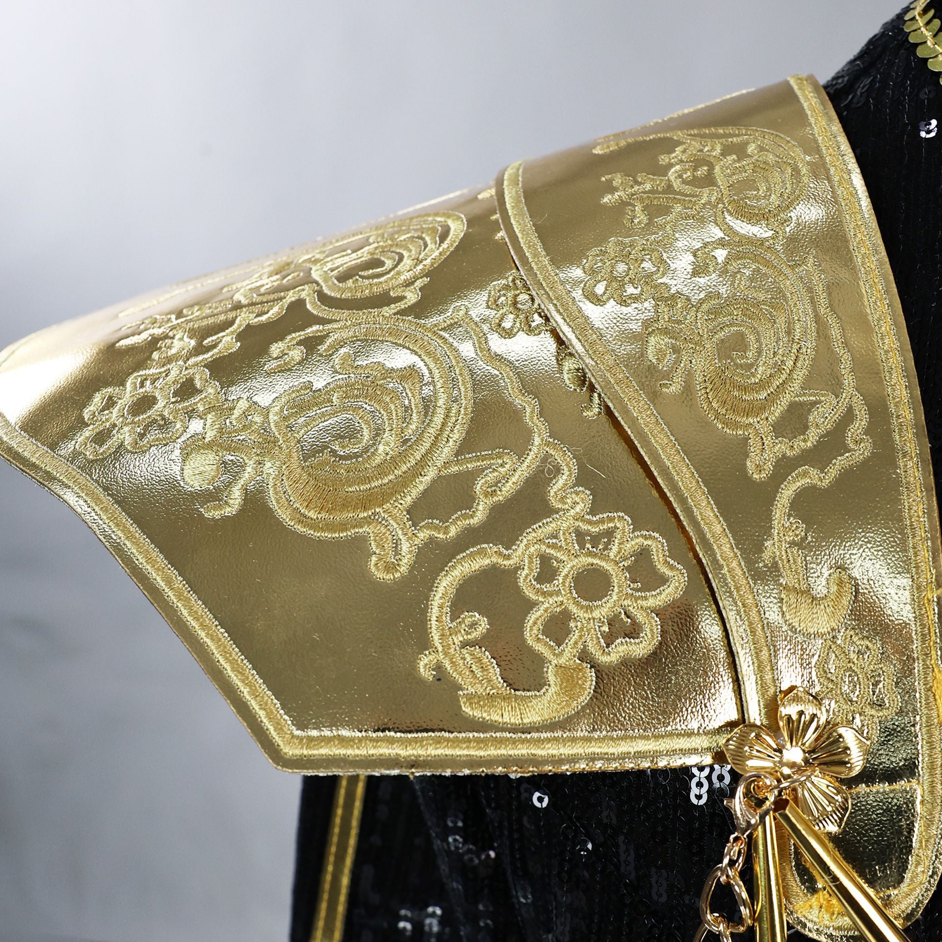 N KPop Demon Hunters HUNTR/X Rumi Black Golden Dance Outfit European Size Cosplay Costume