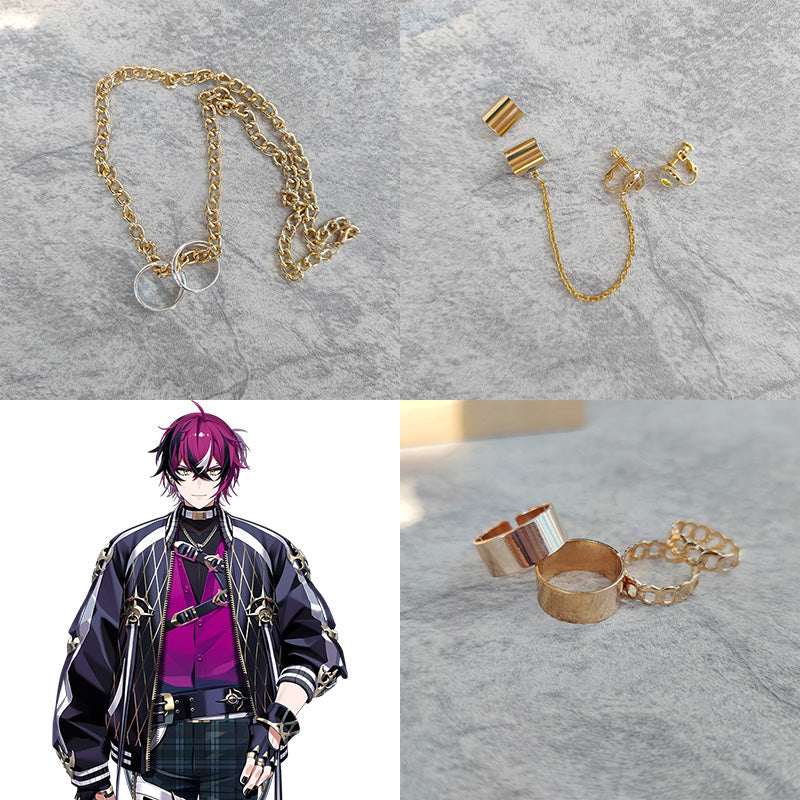 Virtual YouTuber Nijisanji XSOLEIL Doppio Dropscythe Necklace Rings Earrings Ear Clips Cosplay Accessory Prop