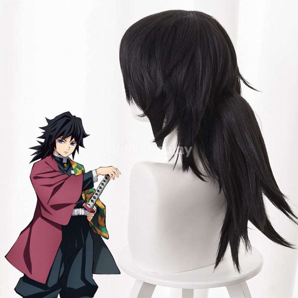 Demon Slayer: Kimetsu No Yaiba Giyuu Tomioka Black Cosplay Wig