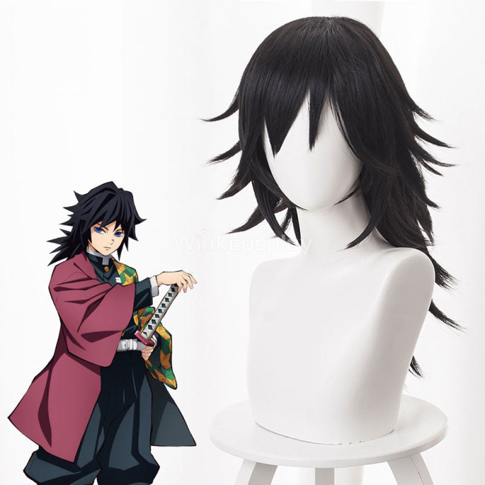 Demon Slayer: Kimetsu No Yaiba Giyuu Tomioka Black Cosplay Wig