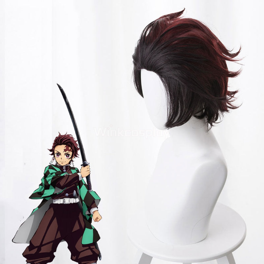 Demon Slayer: Kimetsu No Yaiba Kamado Tanjirou Red Brown Cosplay Wig