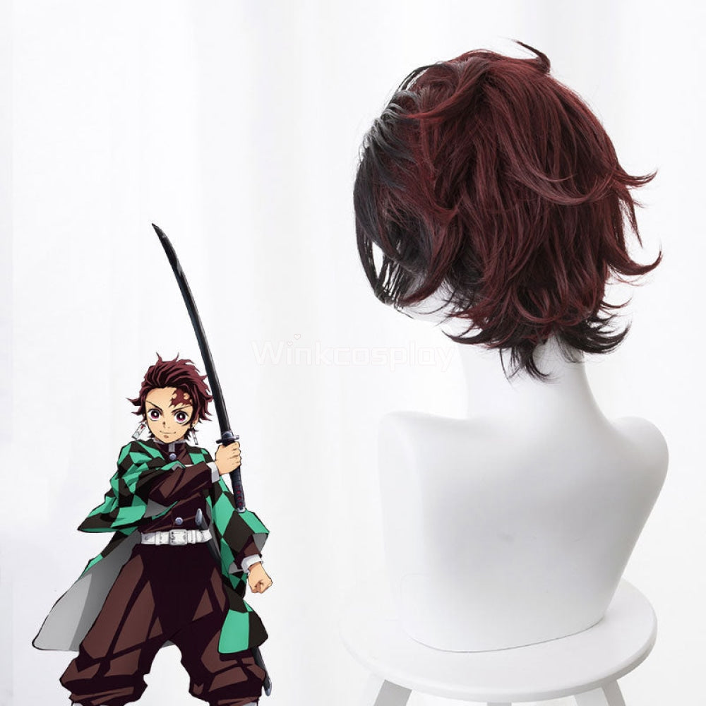 Demon Slayer: Kimetsu No Yaiba Kamado Tanjirou Red Brown Cosplay Wig