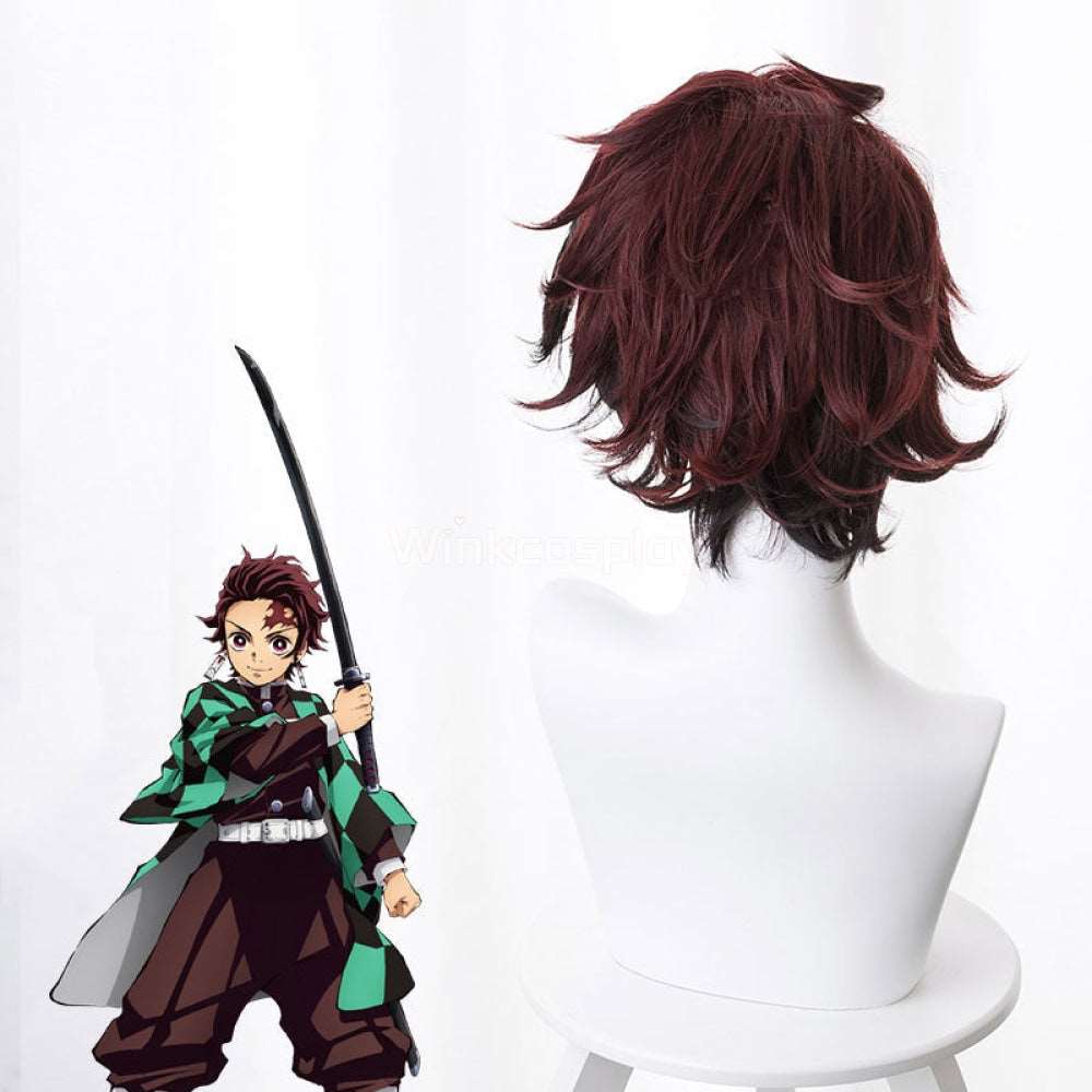 Demon Slayer: Kimetsu No Yaiba Kamado Tanjirou Red Brown Cosplay Wig