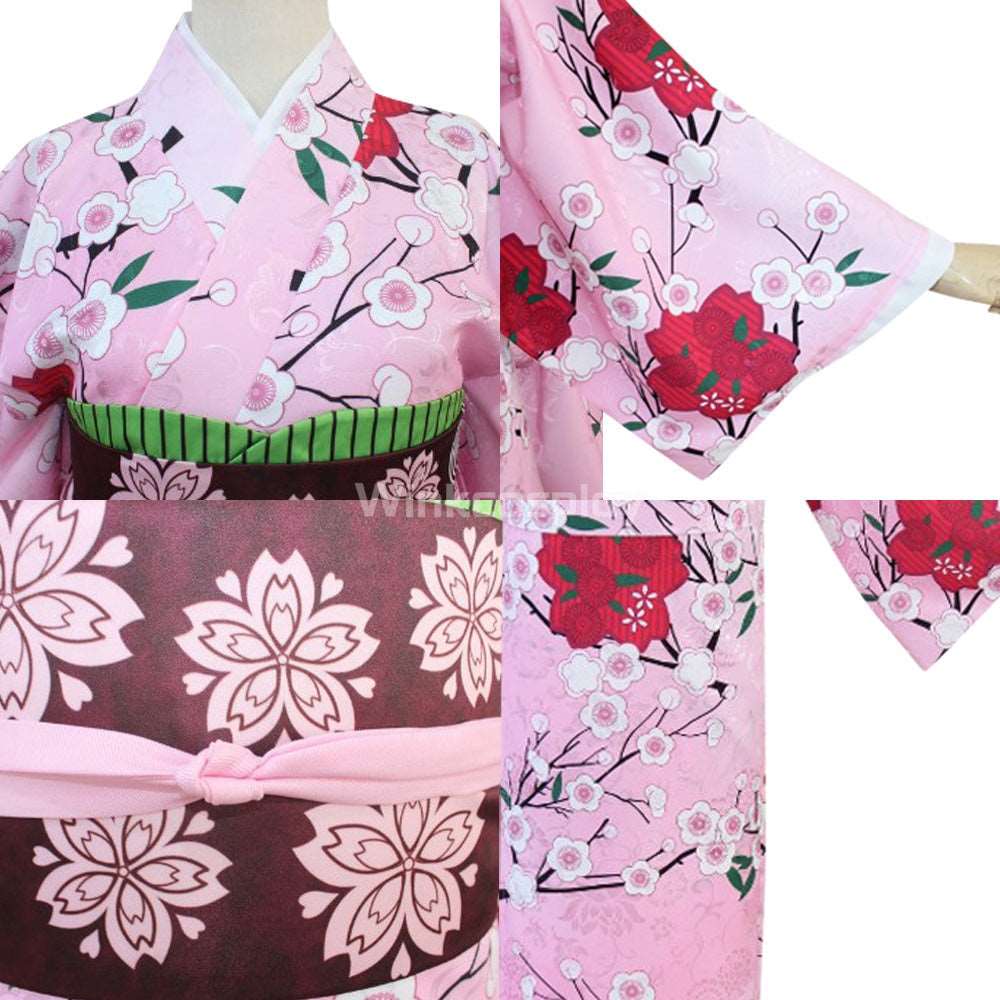 Demon Slayer: Kimetsu No Yaiba Kanroji Mitsuri Kimono Halloween Cosplay Costume