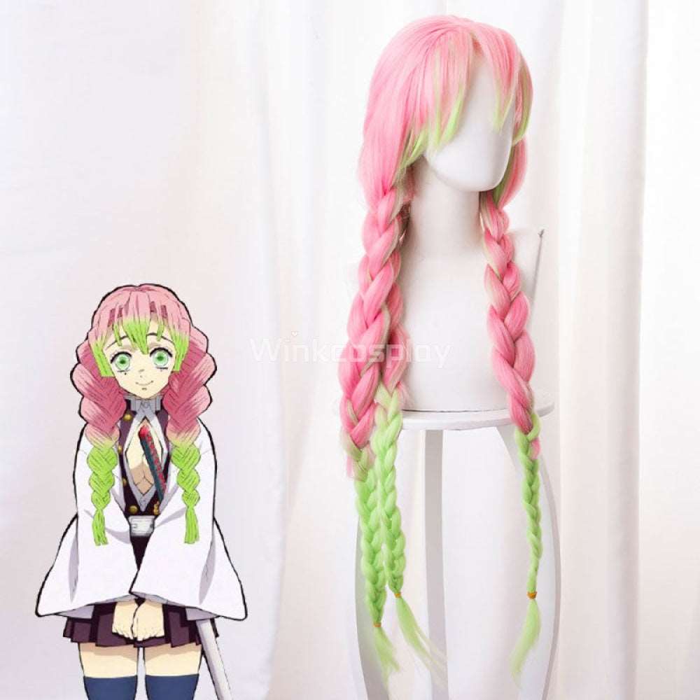 Demon Slayer: Kimetsu No Yaiba Kanroji Mitsuri Pink Green Cosplay Wig