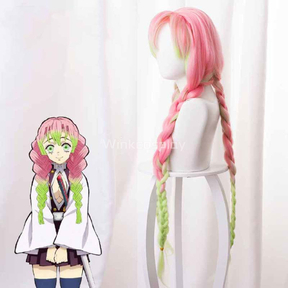 Demon Slayer: Kimetsu No Yaiba Kanroji Mitsuri Pink Green Cosplay Wig