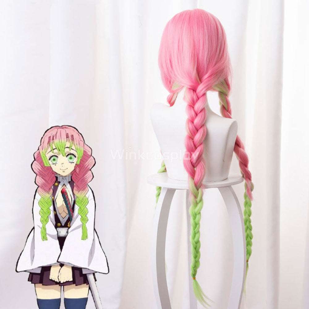 Demon Slayer: Kimetsu No Yaiba Kanroji Mitsuri Pink Green Cosplay Wig