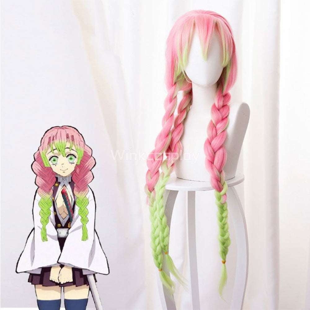 Demon Slayer: Kimetsu No Yaiba Kanroji Mitsuri Pink Green Cosplay Wig