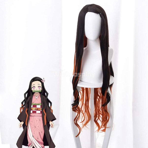 Demon Slayer: Kimetsu No Yaiba Nezuko Kamado Black Orange Cosplay Wig