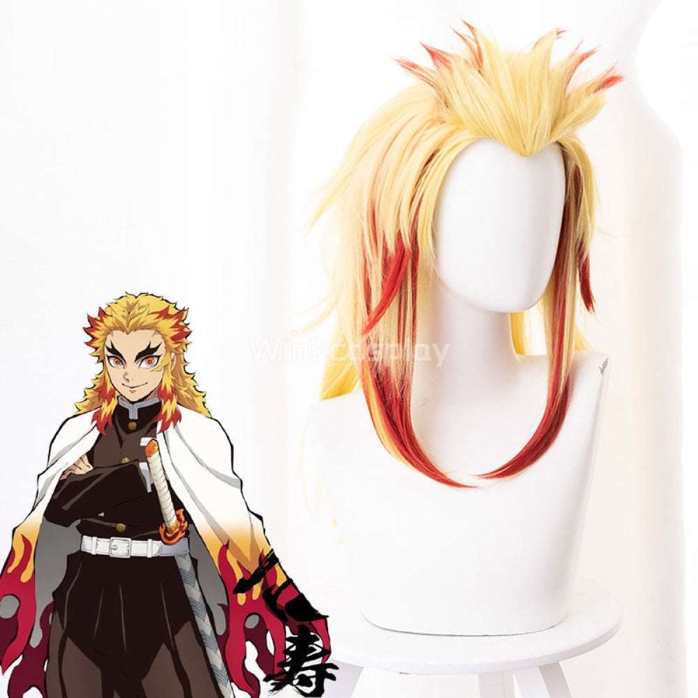 Demon Slayer: Kimetsu No Yaiba Rengoku Kyoujurou Golden Cosplay Wig