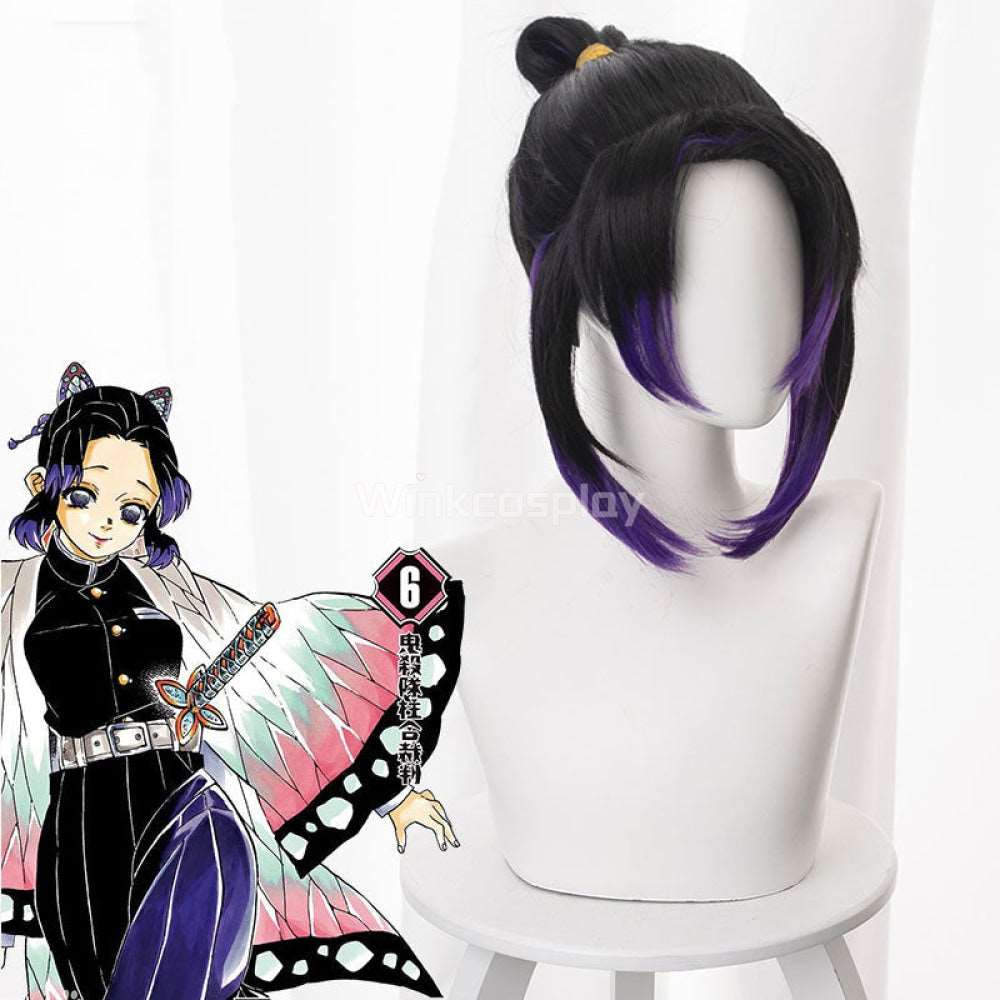 Demon Slayer: Kimetsu No Yaiba Shinobu Kochou Black Purple Cosplay Wig