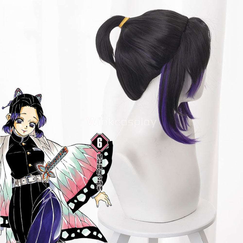 Demon Slayer: Kimetsu No Yaiba Shinobu Kochou Black Purple Cosplay Wig