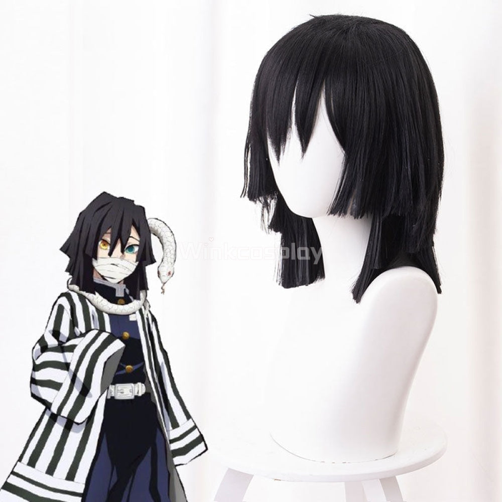 Demon Slayer: Kimetsu no Yaiba Obanai Iguro Black Cosplay Wig