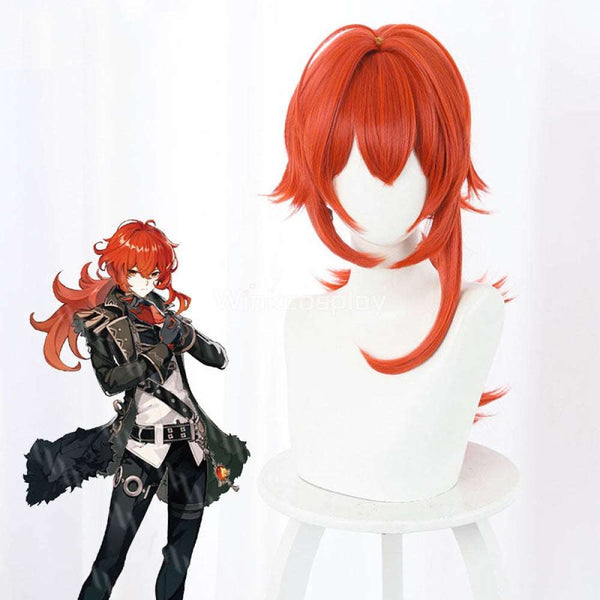 Diluc from Genshin Impact Halloween Red Cosplay Wig - Winkcostumes