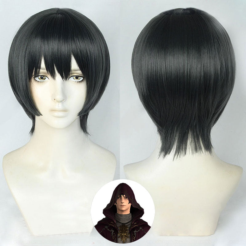 Final Fantasy XIV FF14 Fandaniel Hermes Amon Black Cosplay Wig