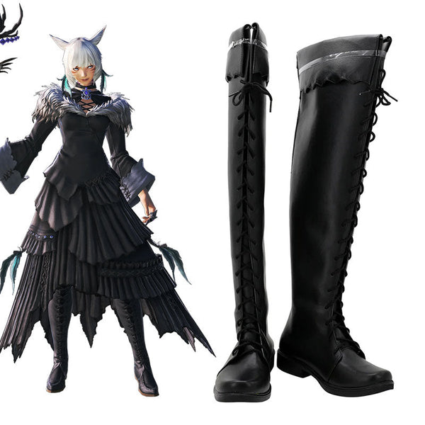 Final Fantasy XIV Y'shtola Rhul Master Matoya Shadowbringers Black Shoes Cosplay Boots