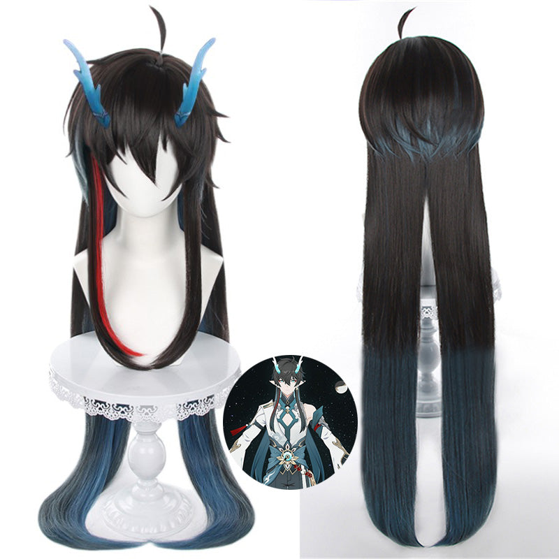 Honkai: Star Rail Dan Heng Imbibitor Lunae Ult ivon B Edition Cosplay Wig - Horn Select