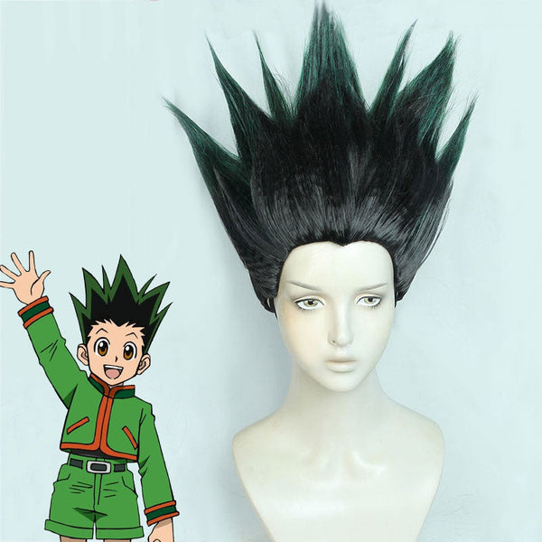 Hunter X Hunter Gon Freecss Black Green Cosplay Wig