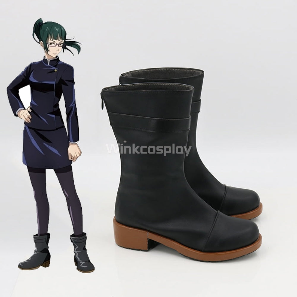 Jujutsu Kaisen Sorcery Fight Maki Zenin Black Cosplay Shoes