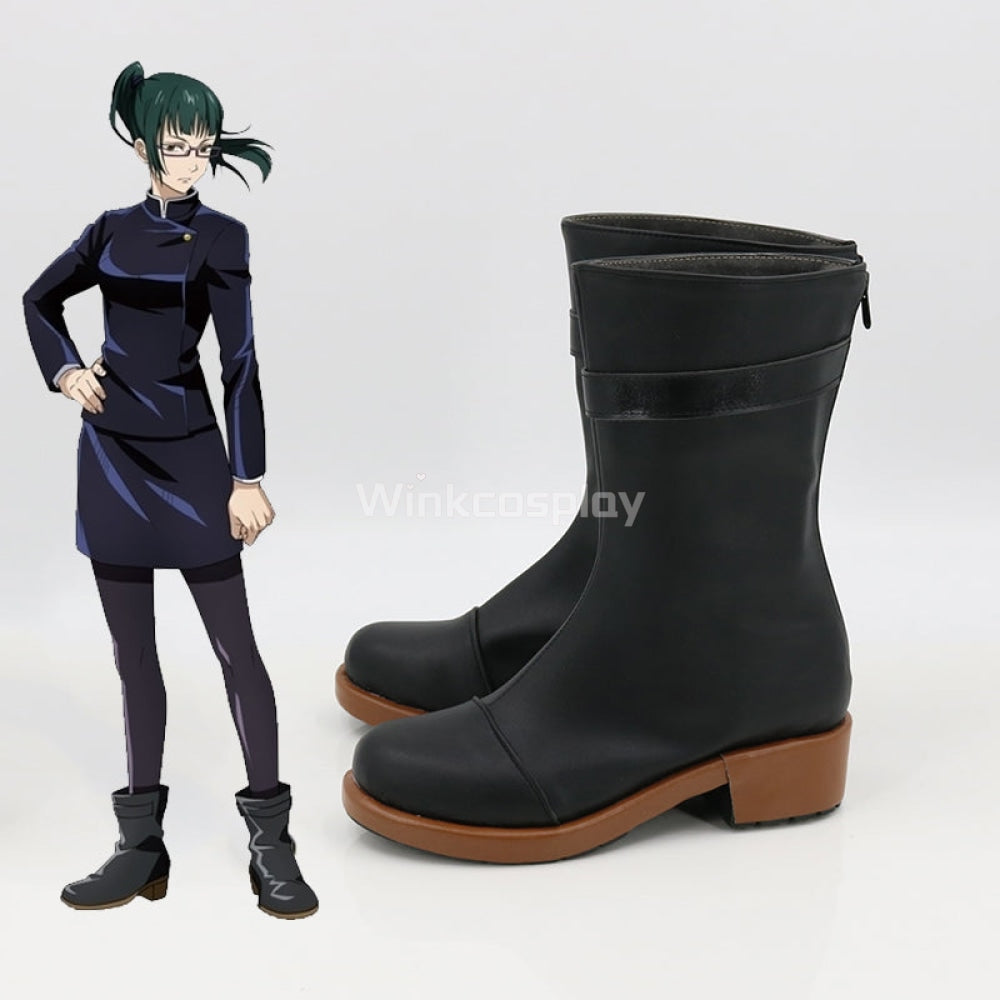 Jujutsu Kaisen Sorcery Fight Maki Zenin Black Cosplay Shoes