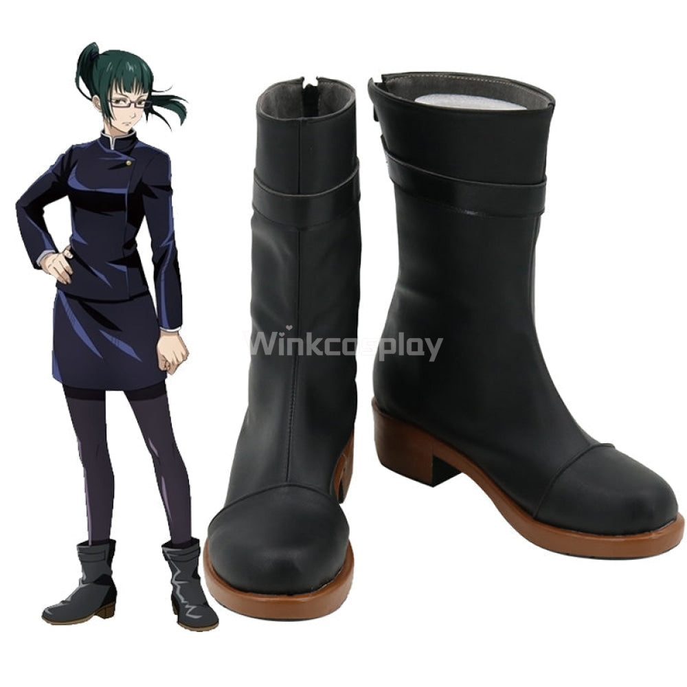 Jujutsu Kaisen Sorcery Fight Maki Zenin Black Cosplay Shoes