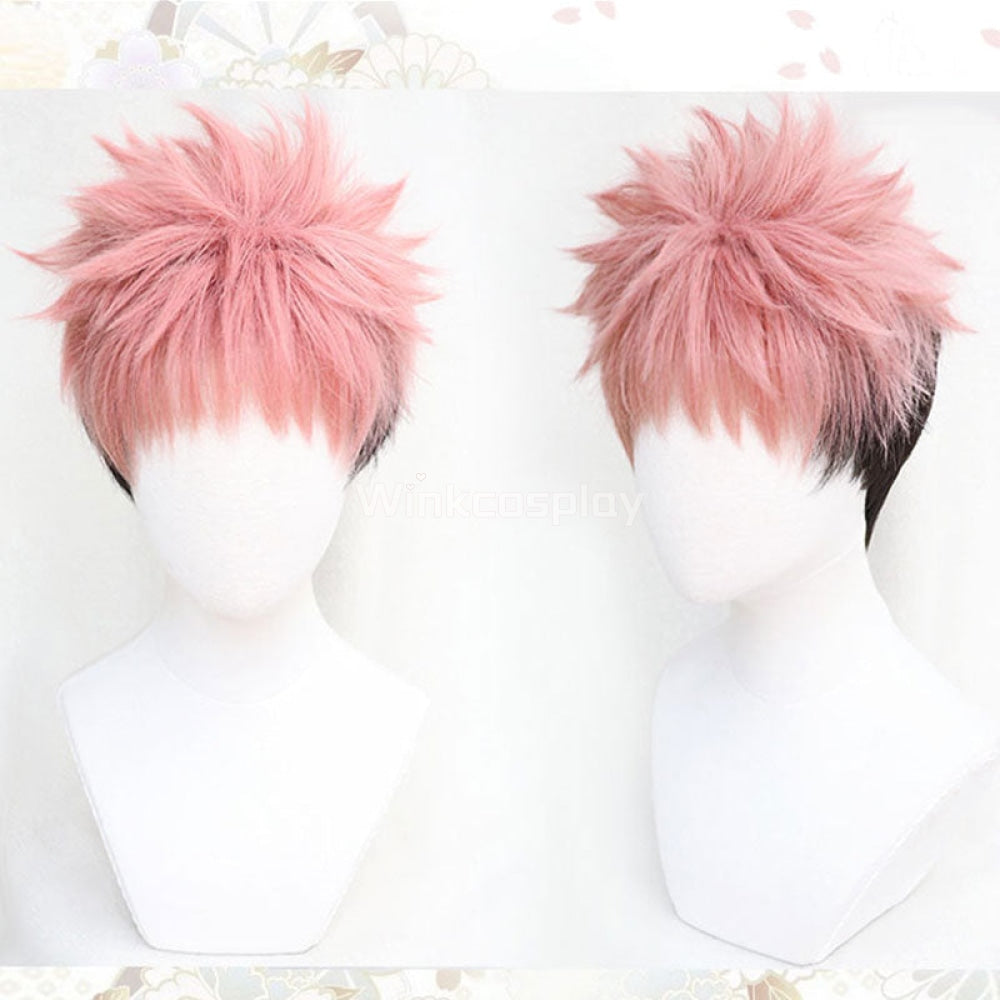 Jujutsu Kaisen Sorcery Fight Yuji Itadori Halloween Pink Cosplay Wig