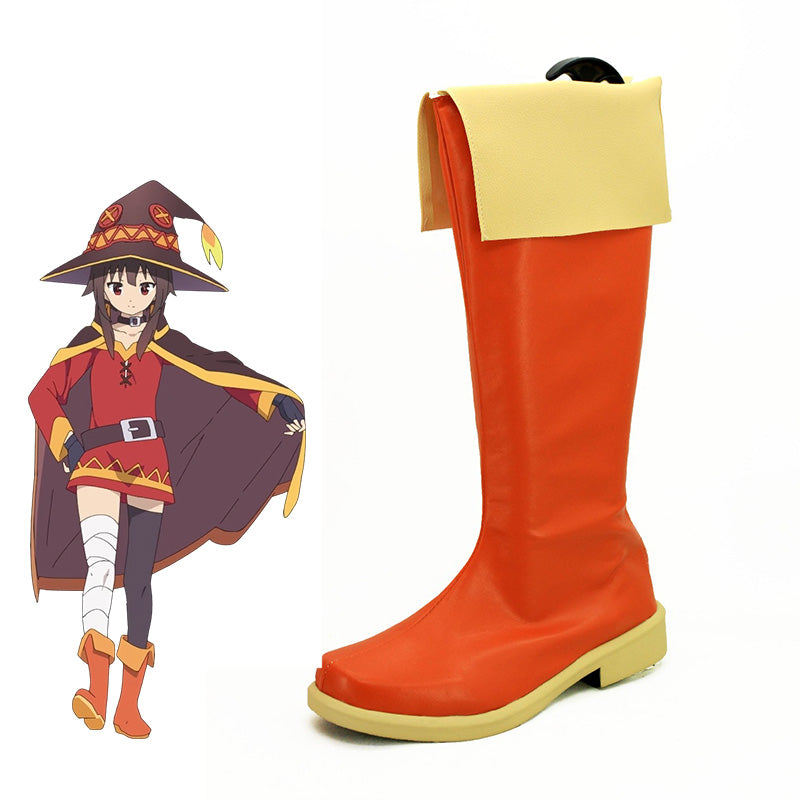 Konosuba: God's Blessing on This Wonderful World! Kono Subarashii Sekai ni Shukufuku wo! Megumin Orange Shoes Cosplay Boots