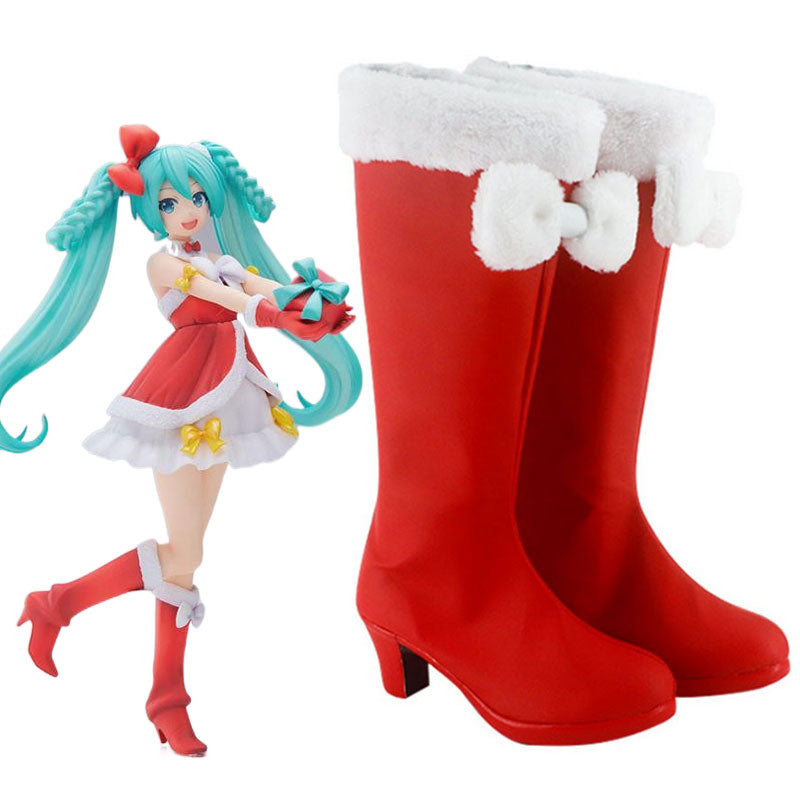 Vocaloid 2022 Christmas Miku Hatsune Miku Shoes Cosplay Boots