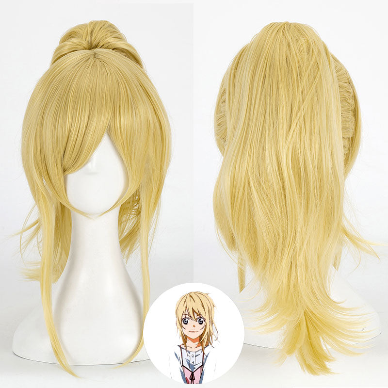 Your Lie in April Shigatsu wa Kimi no Uso Kaori Miyazono Golden Cosplay Wig